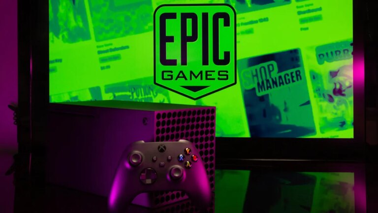 XBox gaming console and controller and the Epic Games Store