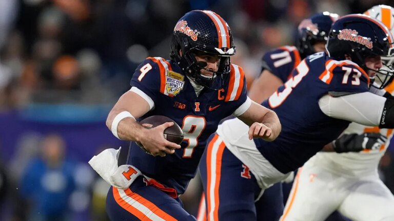 Luke Altmyer leads Illinois to a win in bowl game after running over an official