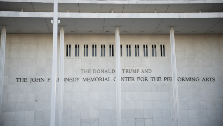 A view of the John F. Kennedy Center for the Performing Arts which was recently renamed The Donald J. Trump and John F. Kennedy Memorial Center for the Performing Arts in Washington, DC on Dec. 29, 2025.