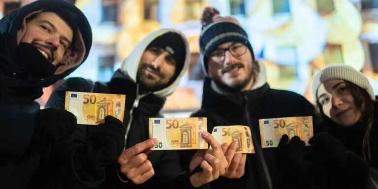 Cash machines in former communist country issue euros for first time after joining currency union