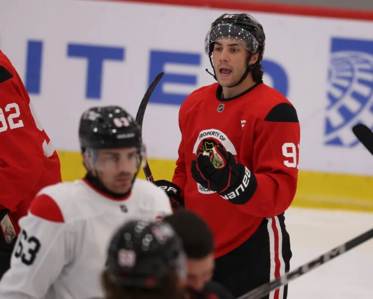 Chicago Blackhawks' Frank Nazar returns to practice