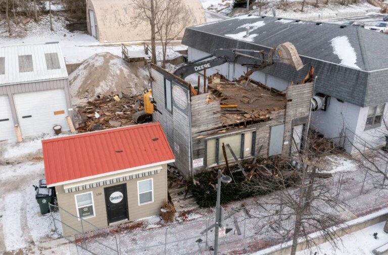 Demolition of Tin Shop building in Batavia begins