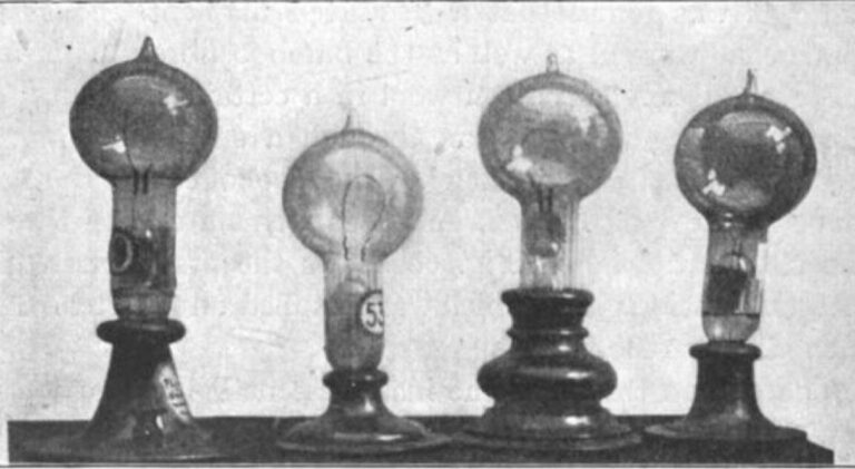 Edison carbon filament lamps, early 1880s