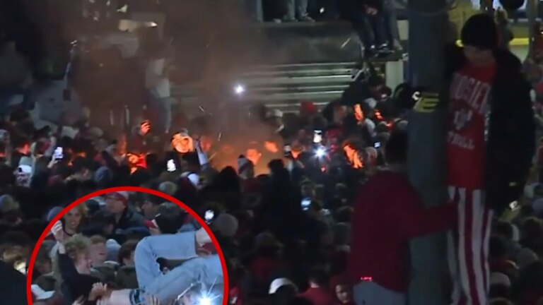 Hoosier Fans Party, Climb Poles, Set Fires After First National Championship