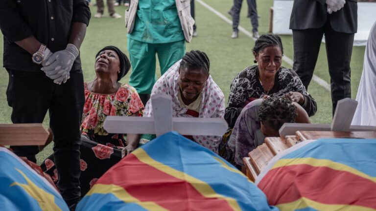 M23 rebel group holds a symbolic funeral for victims of drone strike in eastern Congo M23 rebel group holds a symbolic funeral for victims of drone strike in eastern Congo