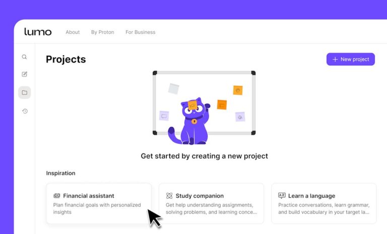 Proton's Lumo AI chatbot now has an encrypted space for your projects