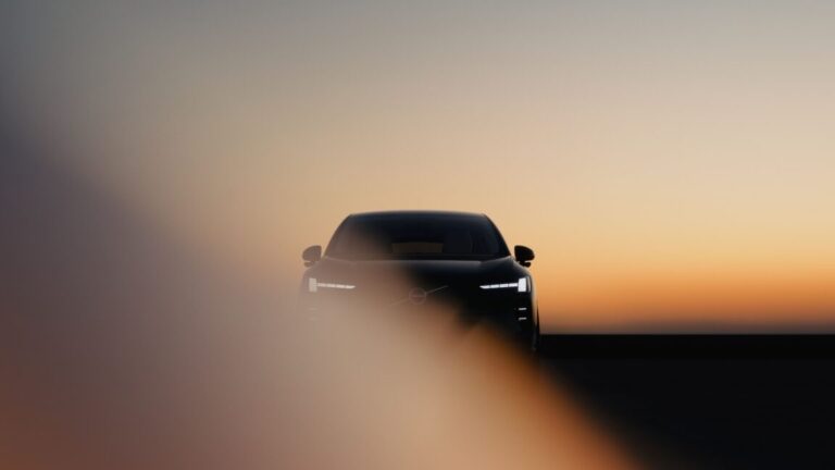 Volvo says new EX60 has 400-mile range, charges up to 400 kW A teaser image of the Volvo EX60 head-on