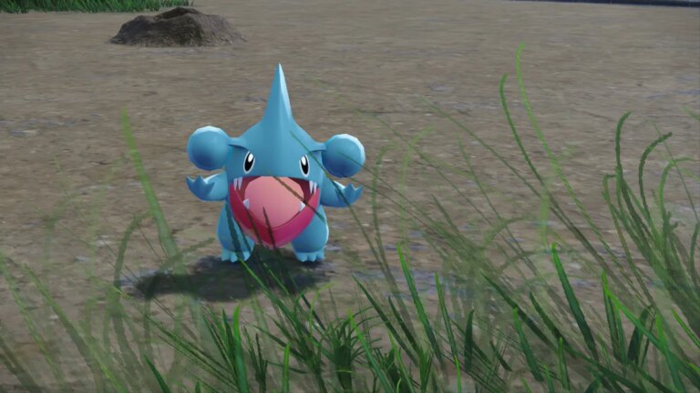 pokemon legends z-a in-game screenshot with a gible that's spawned in wild zone 8