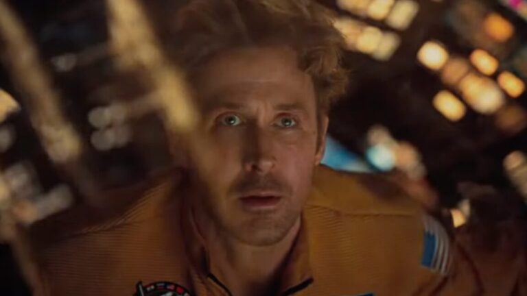 A Project Hail Mary final trailer? Yes please closeup of blond man in a spacesuit peering out through a window of his spacecraft in wonder