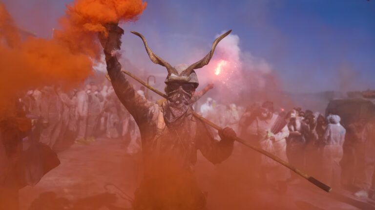 'Flour war' erupts in Greek seaside town as revelers celebrate the start of Lent