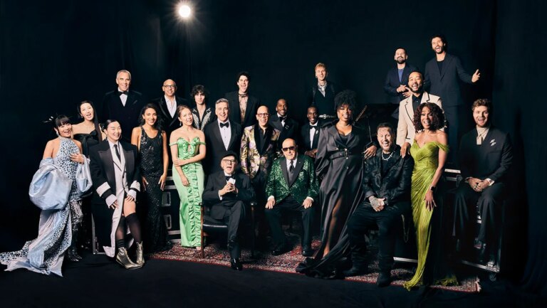 Rei Ami, Ejae, Audrey Nuna, Monte Lipman, Olivia Dean, Harvey Mason Jr., Laufey, sombr, Avery Lipman, Art Garfunkel, Darren Criss, Rickey Minor, Pusha T of Clipse, Clive Davis, Malice of Clipse, MGK, Jennifer Hudson, Jelly Roll, Shay Mooney and Dan Smyers of Dan + Shay, John Legend, Gayle King and Alex Warren