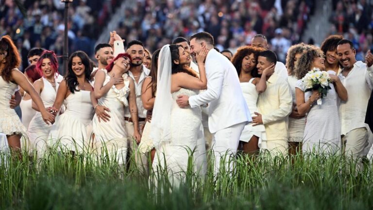 Super Bowl 60 halftime featured real wedding after Bad Bunny flipped invitation