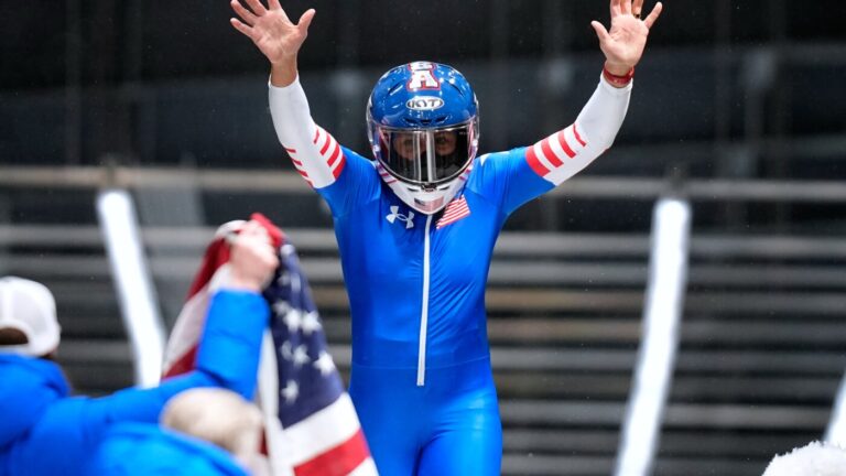 Two U.S. moms in their 40s rocketed to gold and bronze in Olympic bobsled showdown : NPR Two U.S. moms in their 40s rocketed to gold and bronze in Olympic bobsled showdown : NPR