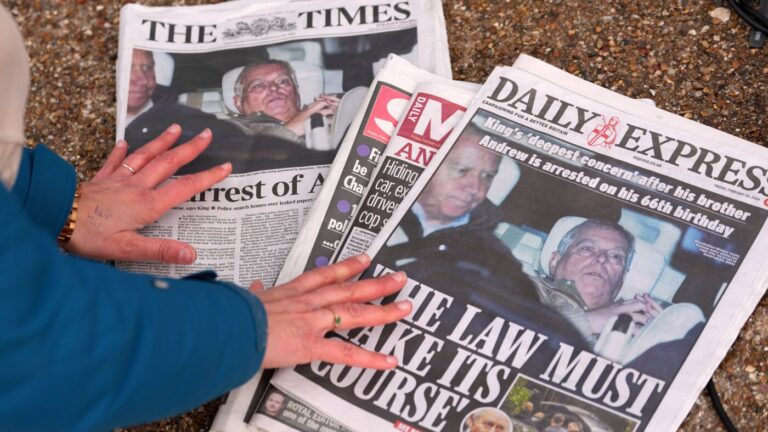 U.K. police search ex-Prince Andrew's home after arrest over Epstein ties : NPR