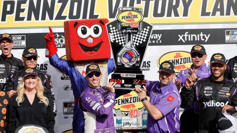 Denny Hamlin shakes off Phoenix heartbreak with a Las Vegas win alongside Chris Gayle