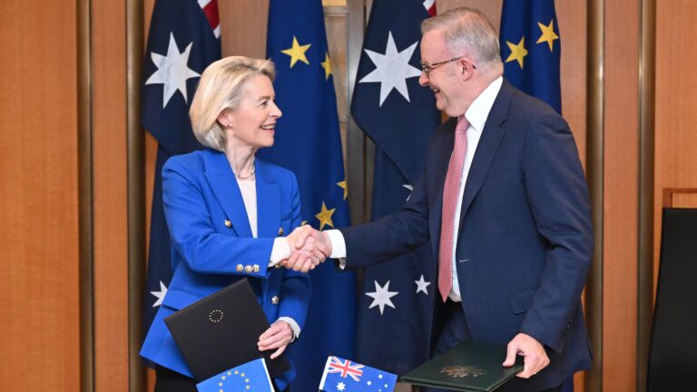 EU and Australia sign free trade pact and announce a new defense partnership
