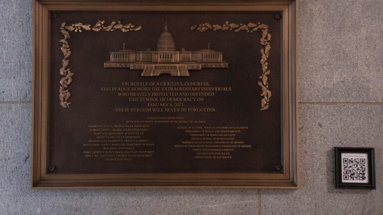 Jan. 6 plaque honoring police installed at Capitol after 3-year delay