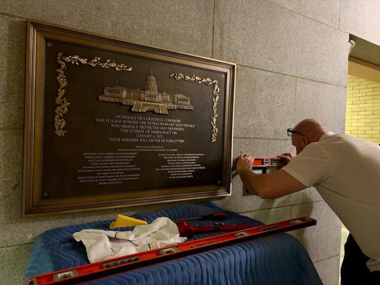 Long-delayed Jan. 6 police memorial plaque installed overnight at Capitol