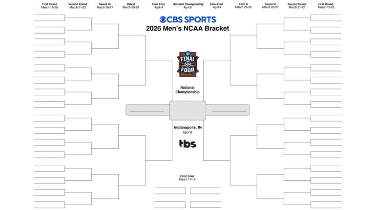 NCAA bracket 2026: Printable March Madness bracket for men's NCAA Tournament