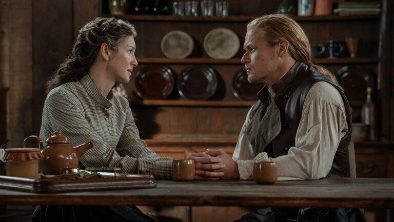 Caitriona Balfe and Sam Heughan in Outlander Season 8